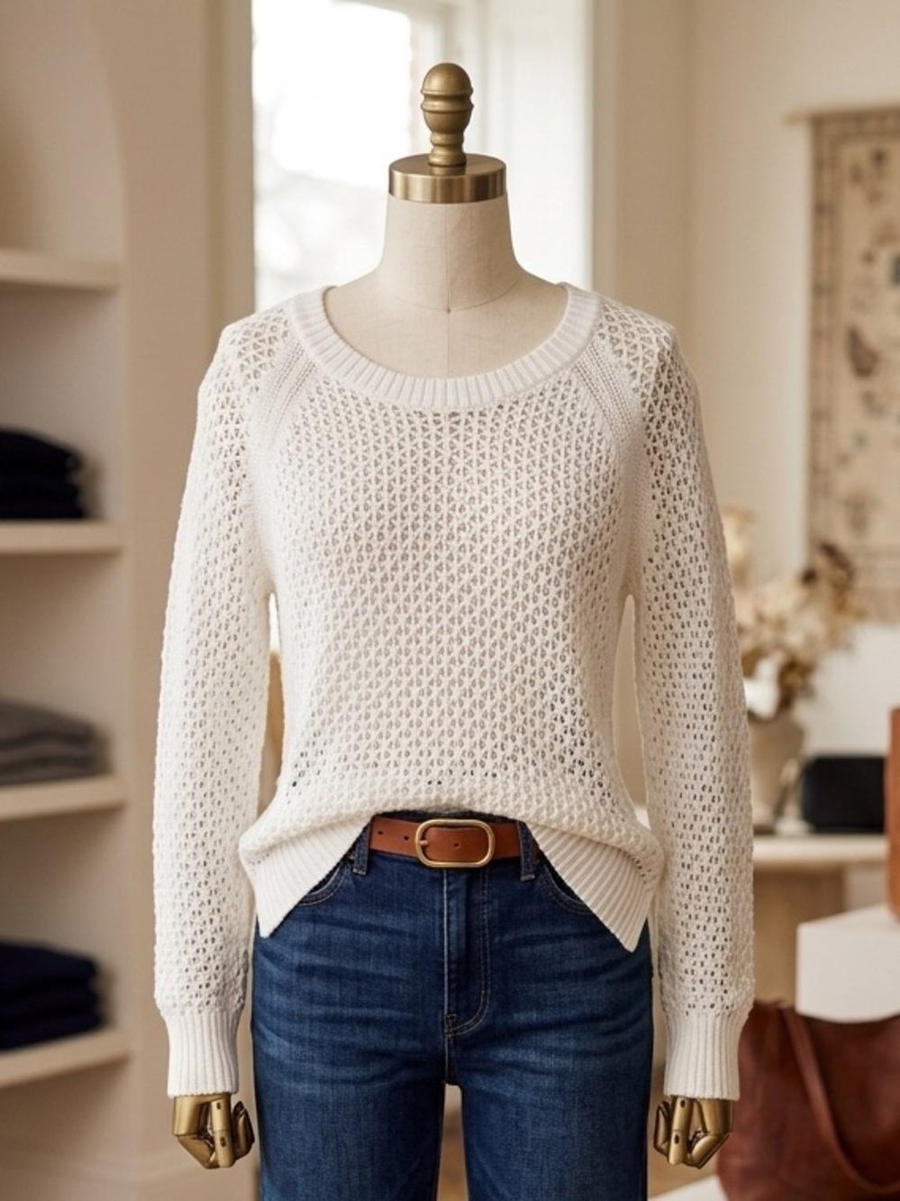 Open-Knit White Sweater